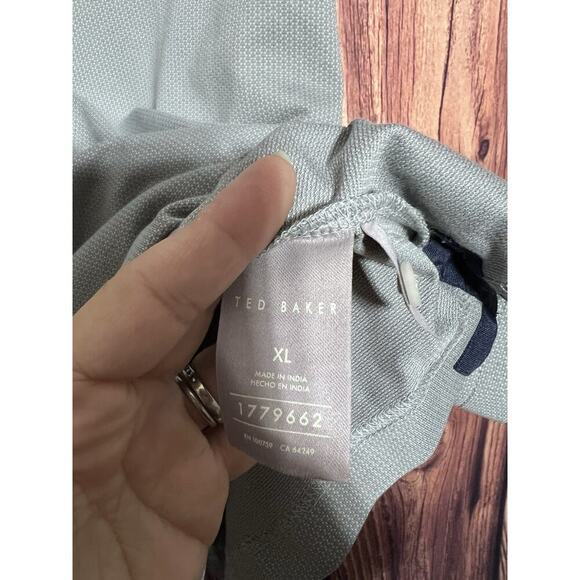 Ted Baker Shirt Men XL Button Polo GRAY Preppy Cotton - Picture 3 of 8